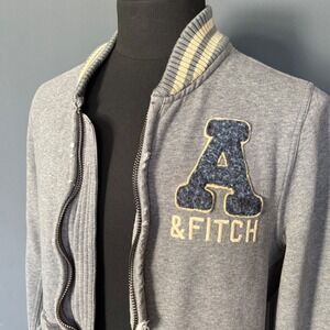 Vintage Abercrombie & Fitch Varsity Track Jacket | Size M | Y2K Gray Letterman
